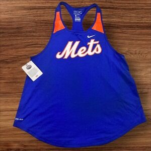 Nike Mets MLB Dri-FIT Athletic Tank Top Racerback Sleeveless Blue Orange M‎